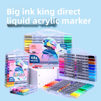 Truecolor Mk3346 Large Capacity All Things Drawing Straight Liquid Soft Head Acrylic Marker Pen
